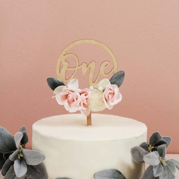 First Birthday Floral Cake topper