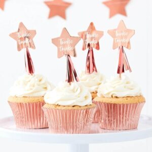 Twinkle twinkle Ροζ Χρυσό Διακοσμητικά για Cupcakes