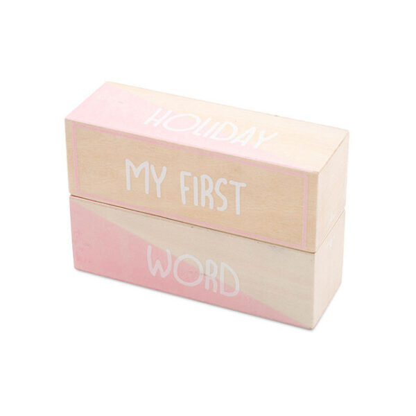 Jollein Ξύλινα Κυβάκια 'My first Moments' Ροζ