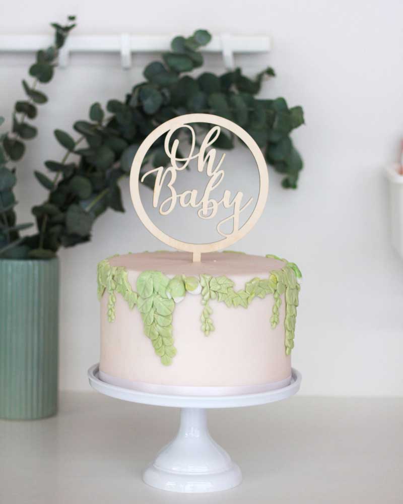 Ξύλινο Cake topper 'Oh Baby'
