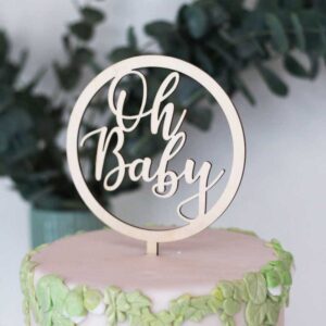 Ξύλινο Cake topper 'Oh Baby'