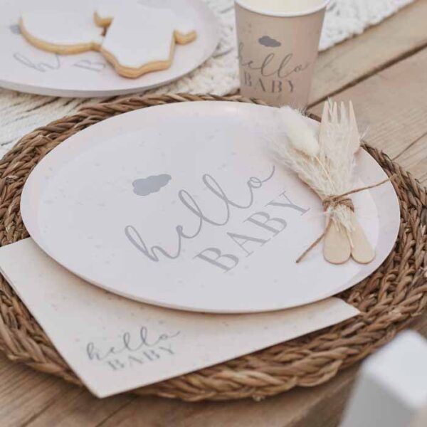 Baby Shower Πιατάκια Hello Baby Neutral