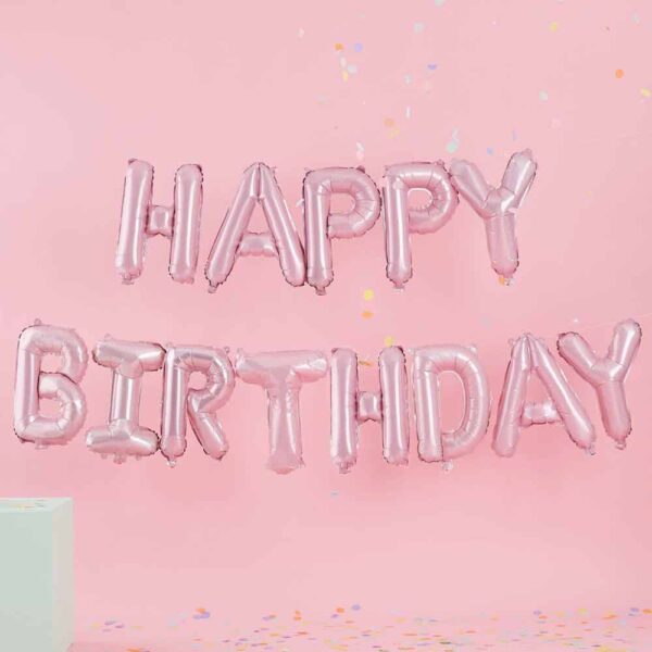 Μπαλόνια Happy Birthday Matte Pink