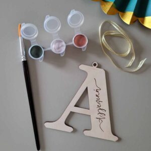 Pastel Kate DIY Στολίδι με Αρχικό Γράμμα & χρώματα για βαφή
